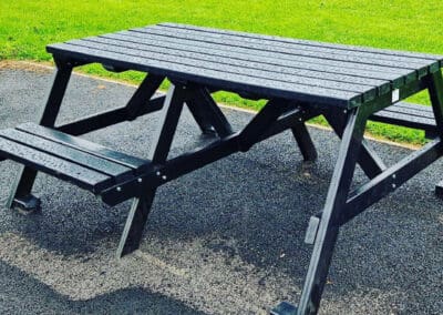 Accessible picnic bench with space for a wheelchair or pushchair Next Generation Plastics NGP Ireland