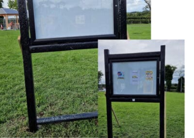 Recycled plastic notice board display stand with lockable case Next Generation Plastics outdoor signage holder