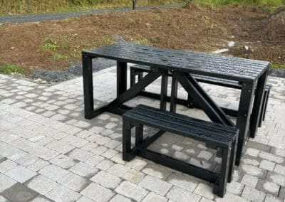 Greenway Services Hub accessible bench for wheelchair and pushchair o buggy NGP Next Generation Plastics