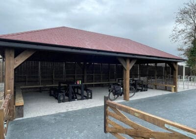 Greenway Services Hub outbuilding shed for bikes and shelter NGP Next Generation Plastics